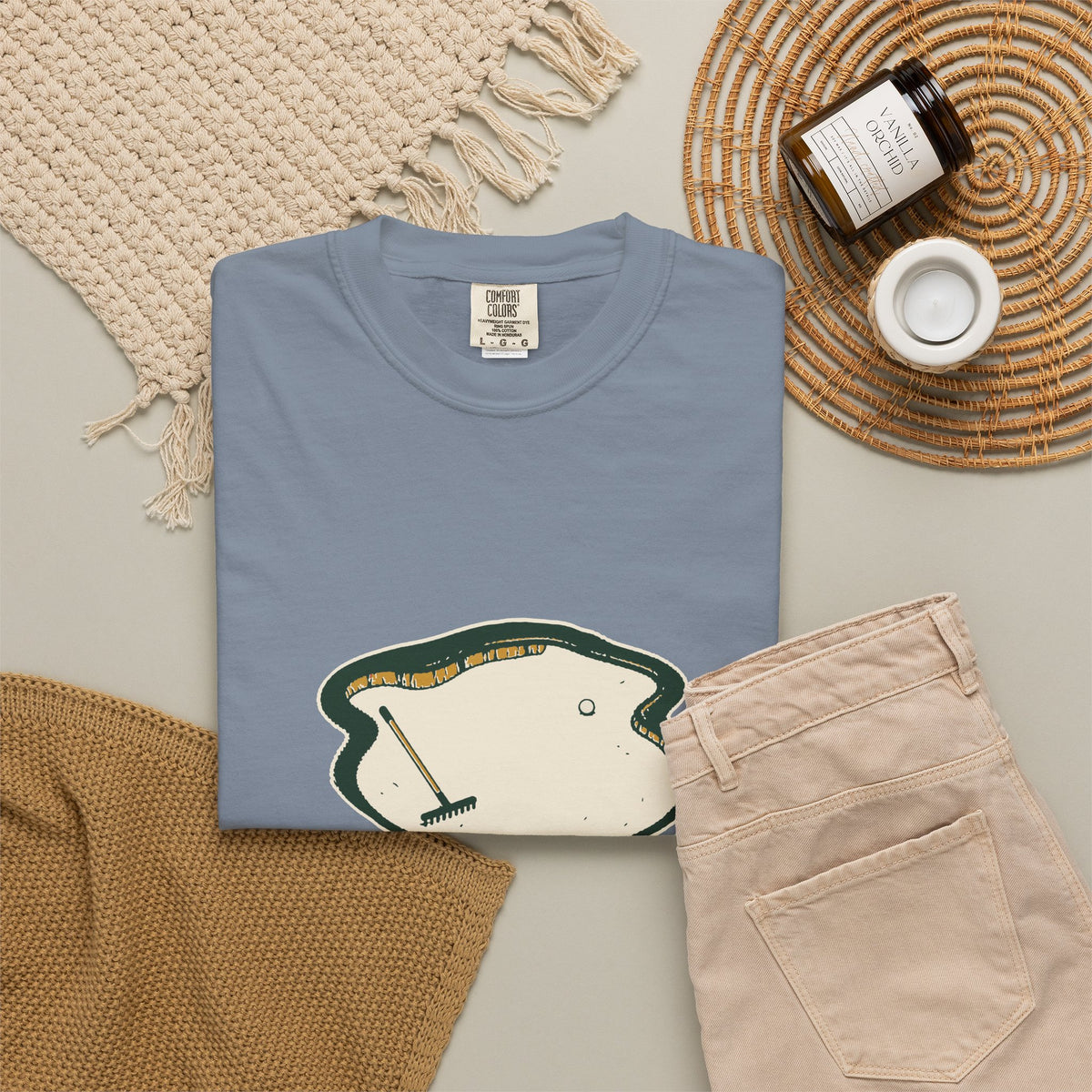 Beach Day Tee in Blue Jean, flat lay