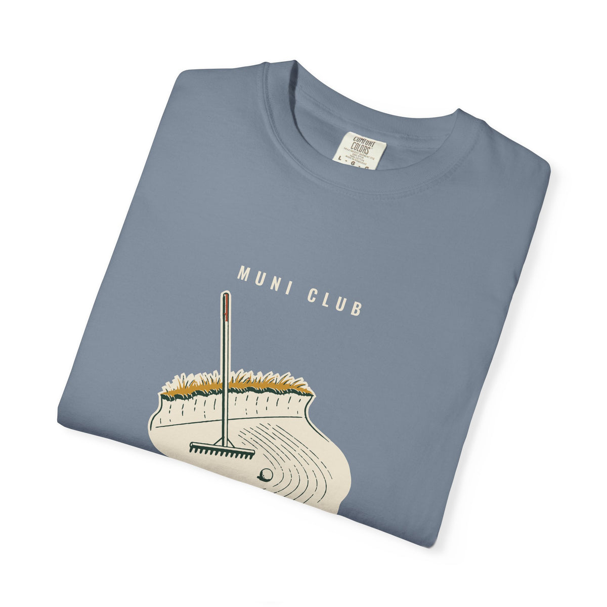 Rake It Tee in Blue Jean, folded
