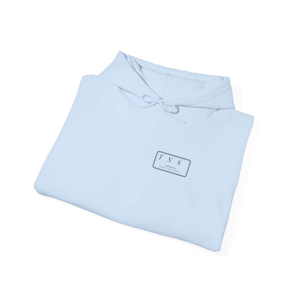 Monogram Shield Hoodie in Light Blue, folded