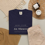 Est. Whenever Tee in True Navy, fabric and print detail