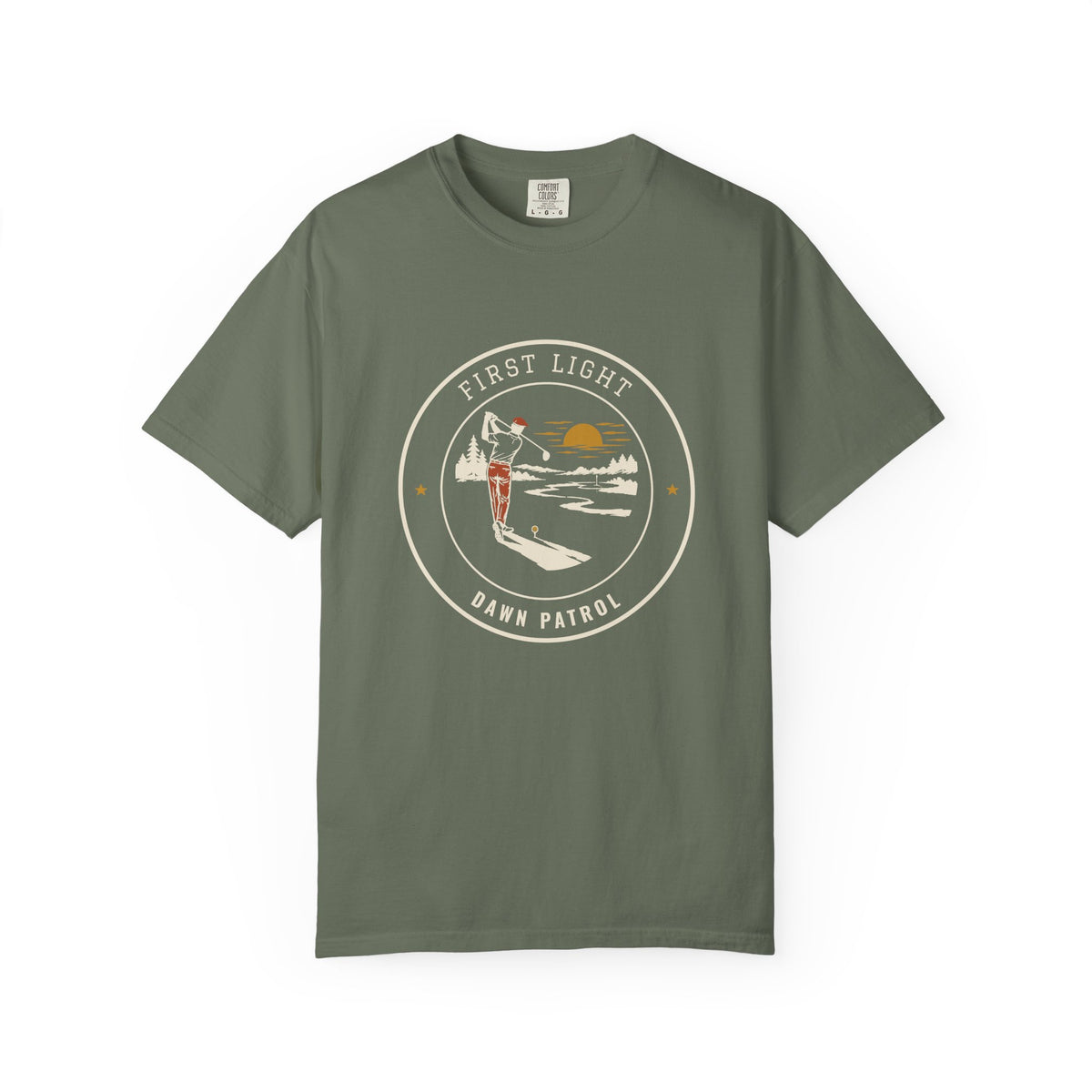 First Light Tee in Moss, front view