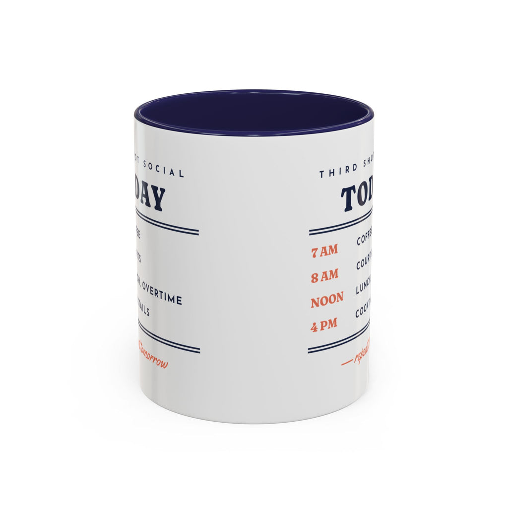 Coffee, Courts, Cocktails Mug in Navy, corner view