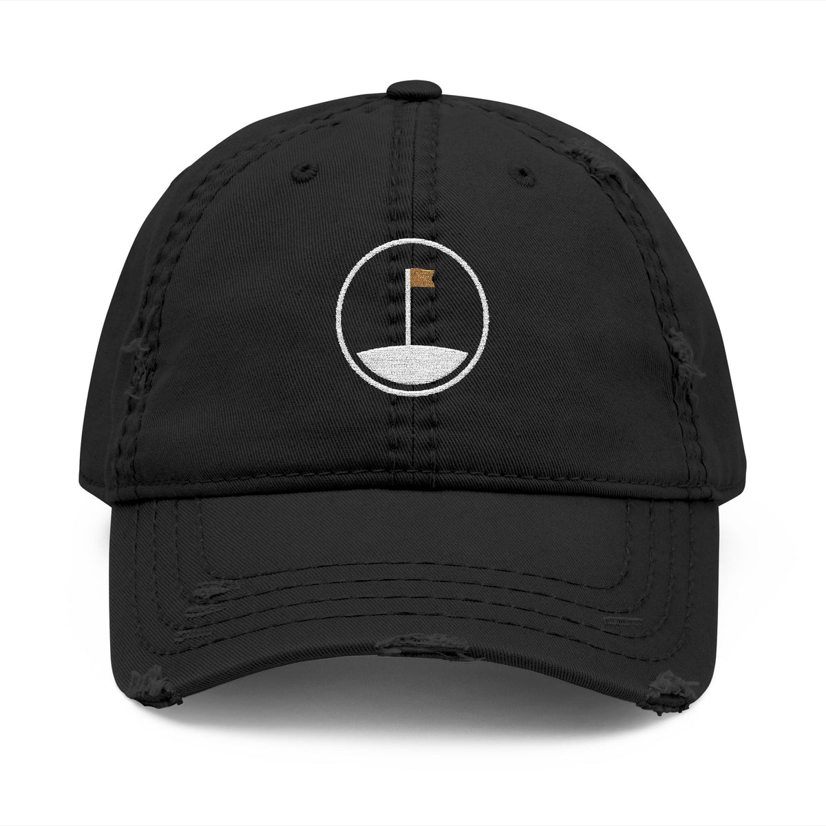 Flag on the Green Dad Hat in Black, front view