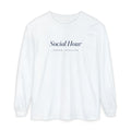 Social Hour Long Sleeve Tee in White, front view
