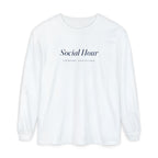 Social Hour Long Sleeve Tee in White, front view