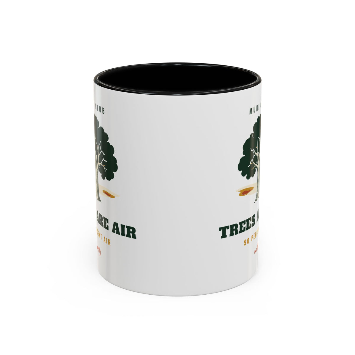 Trees Are Air Mug in Black, corner view