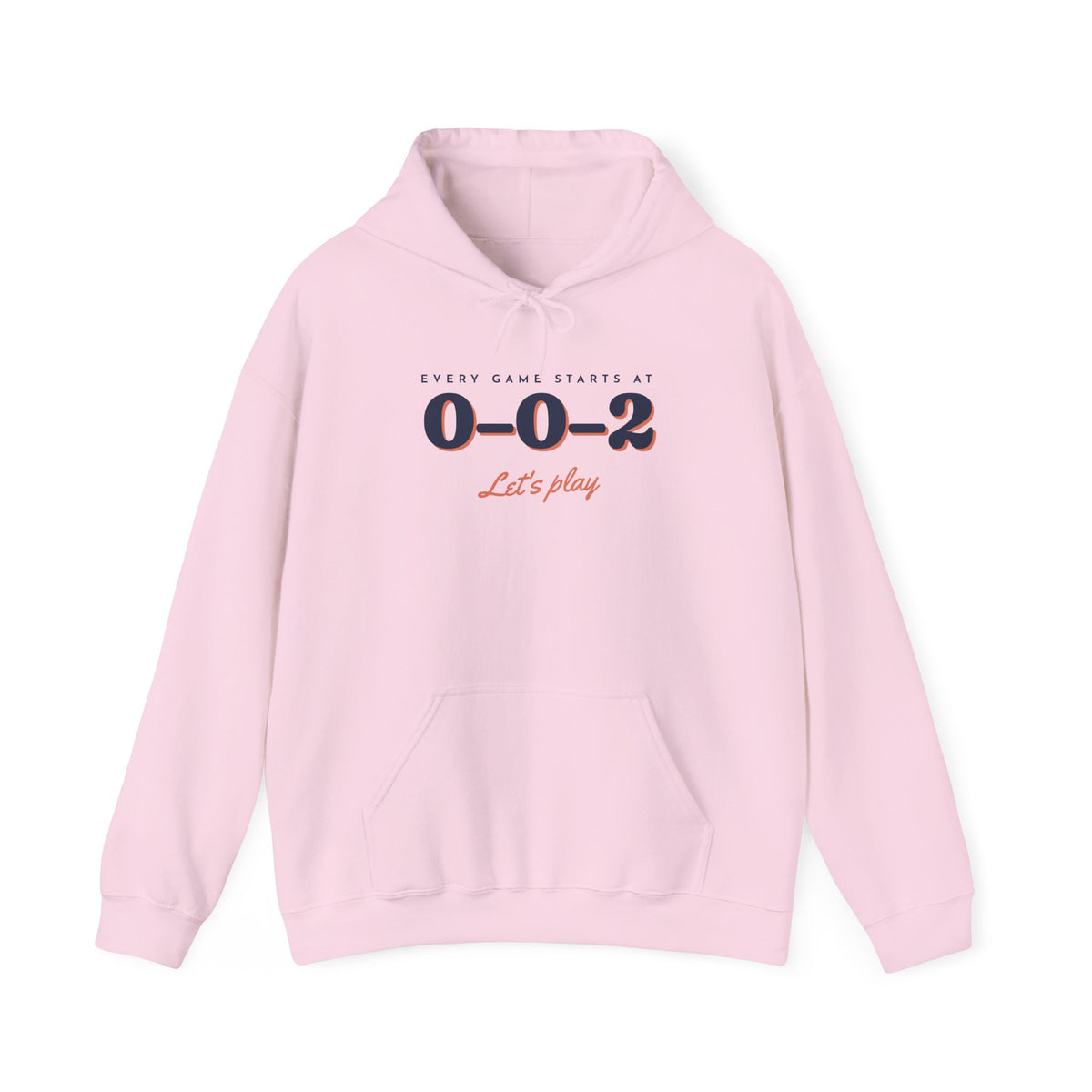 0–0–2 Hoodie in Light Pink, front view