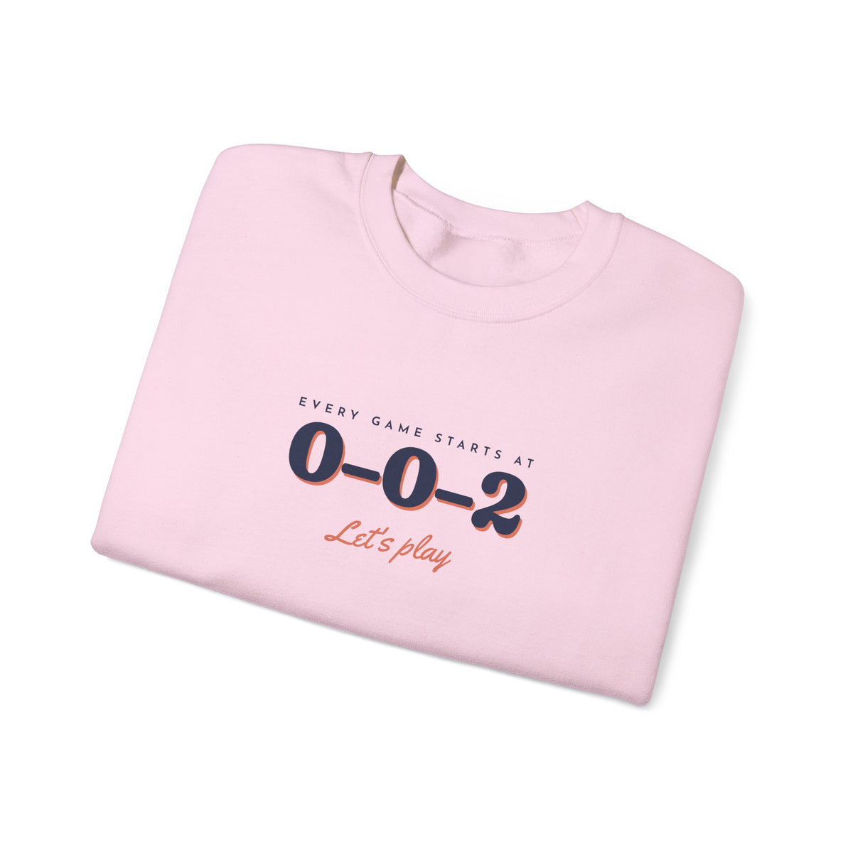 0–0–2 Crewneck in Light Pink, folded