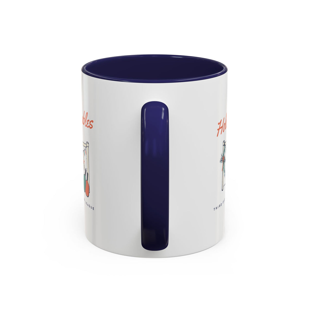 Holiday Doubles Mug in Navy, handle view