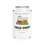 Cold Ones Can Cooler in White, front view, second angle