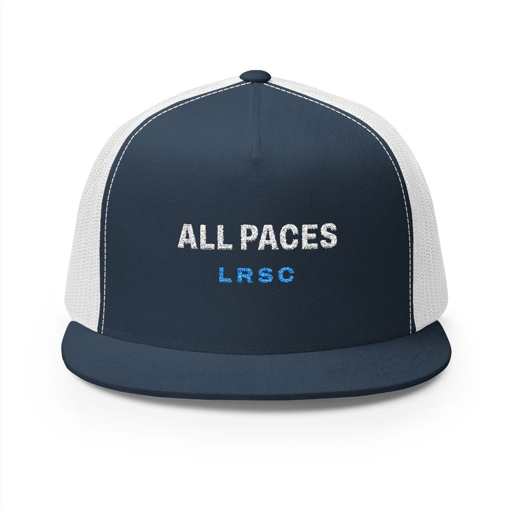 All Paces Trucker Cap in Navy/White, front view
