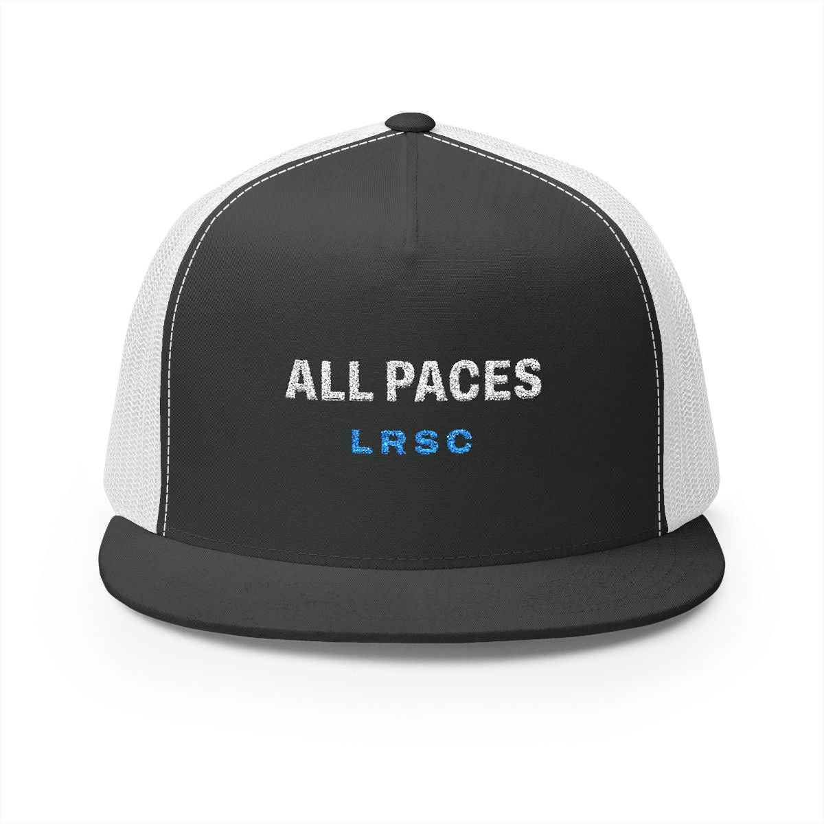 All Paces Trucker Cap in Charcoal/White, front view