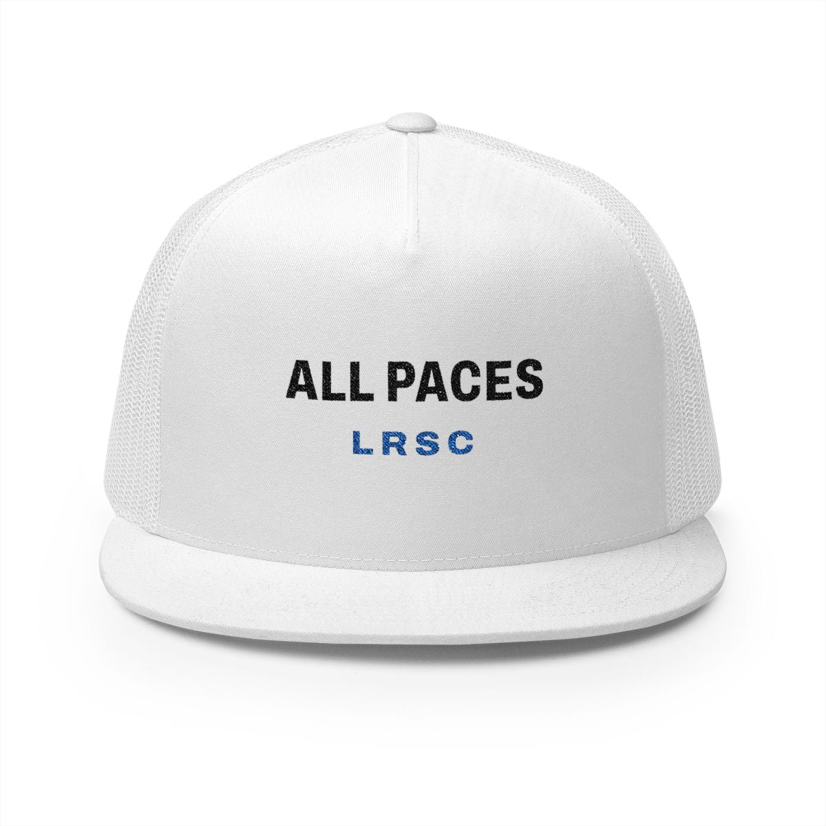 All Paces Trucker Cap in White, front view