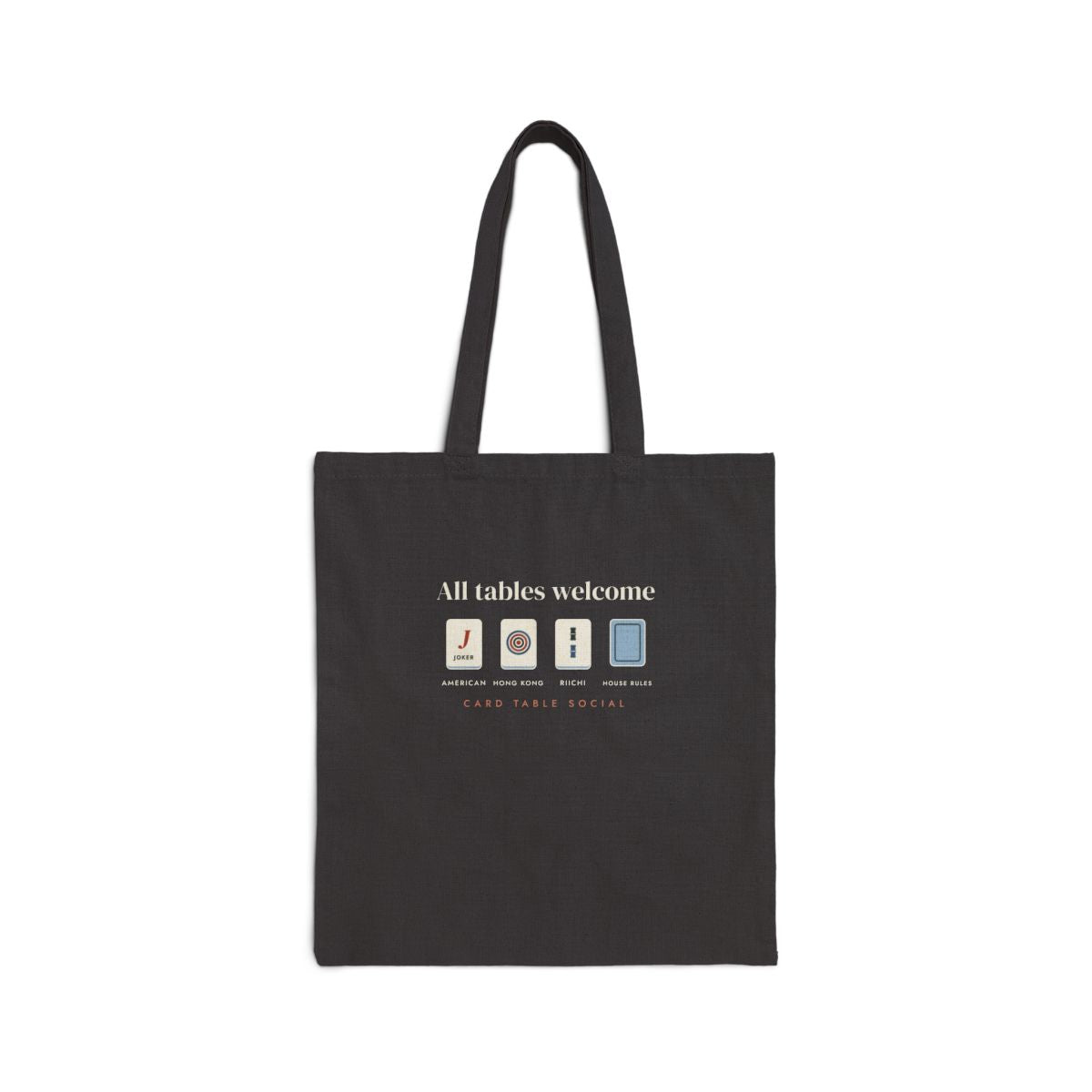 All Tables Welcome Tote in Black, front view