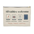 All Tables Welcome Zip Pouch in Black zipper, front view