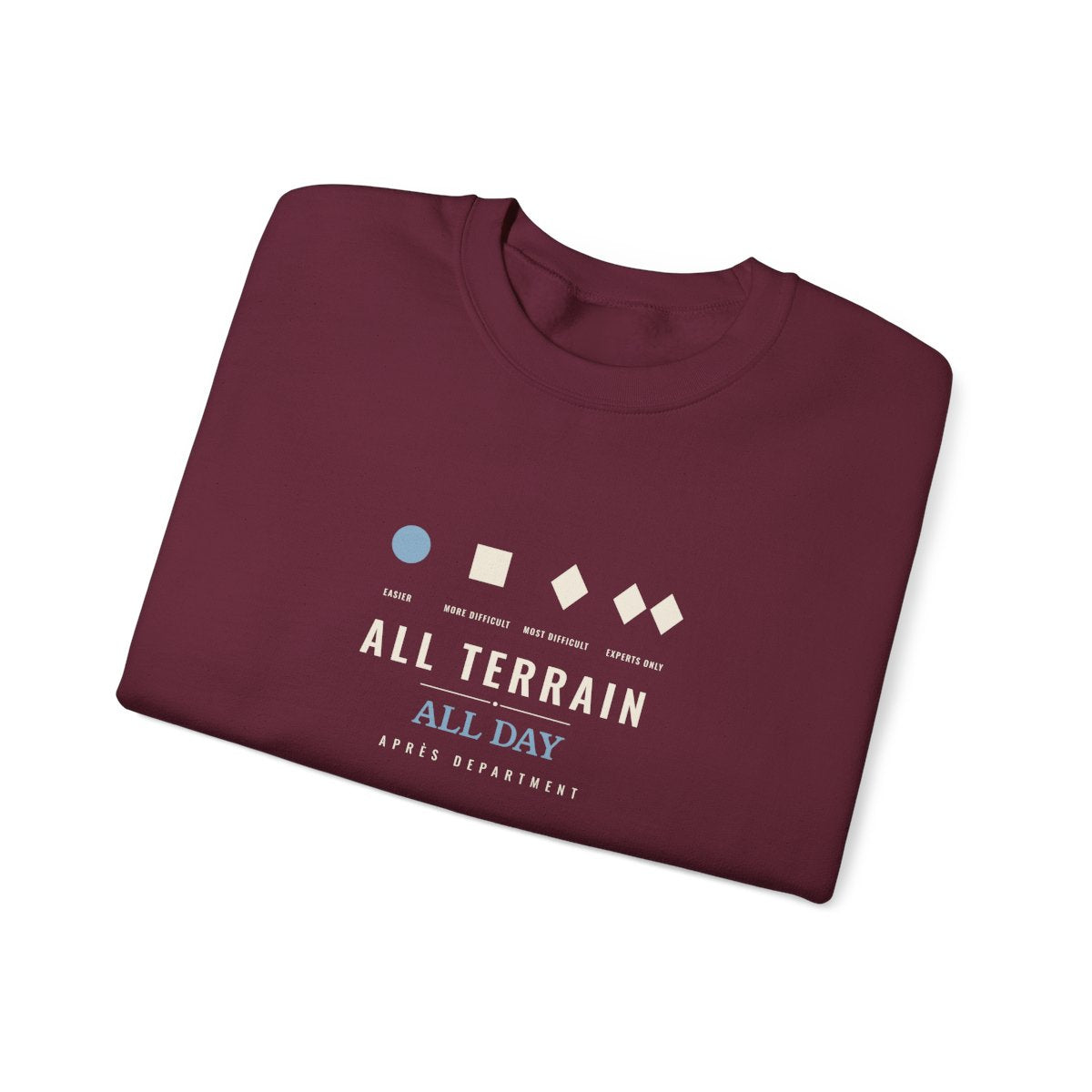 All Terrain Crewneck in Maroon, folded