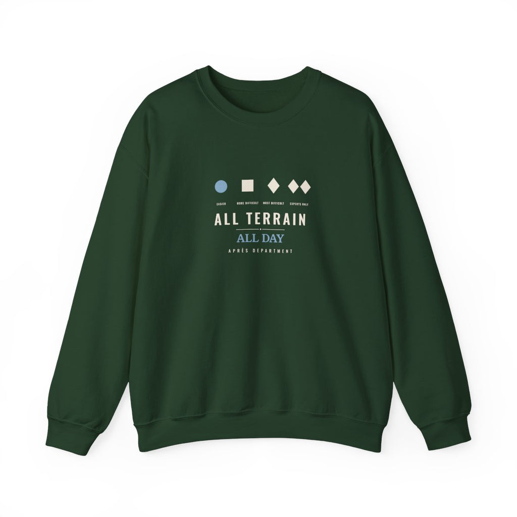 All Terrain Crewneck in Forest Green, front view