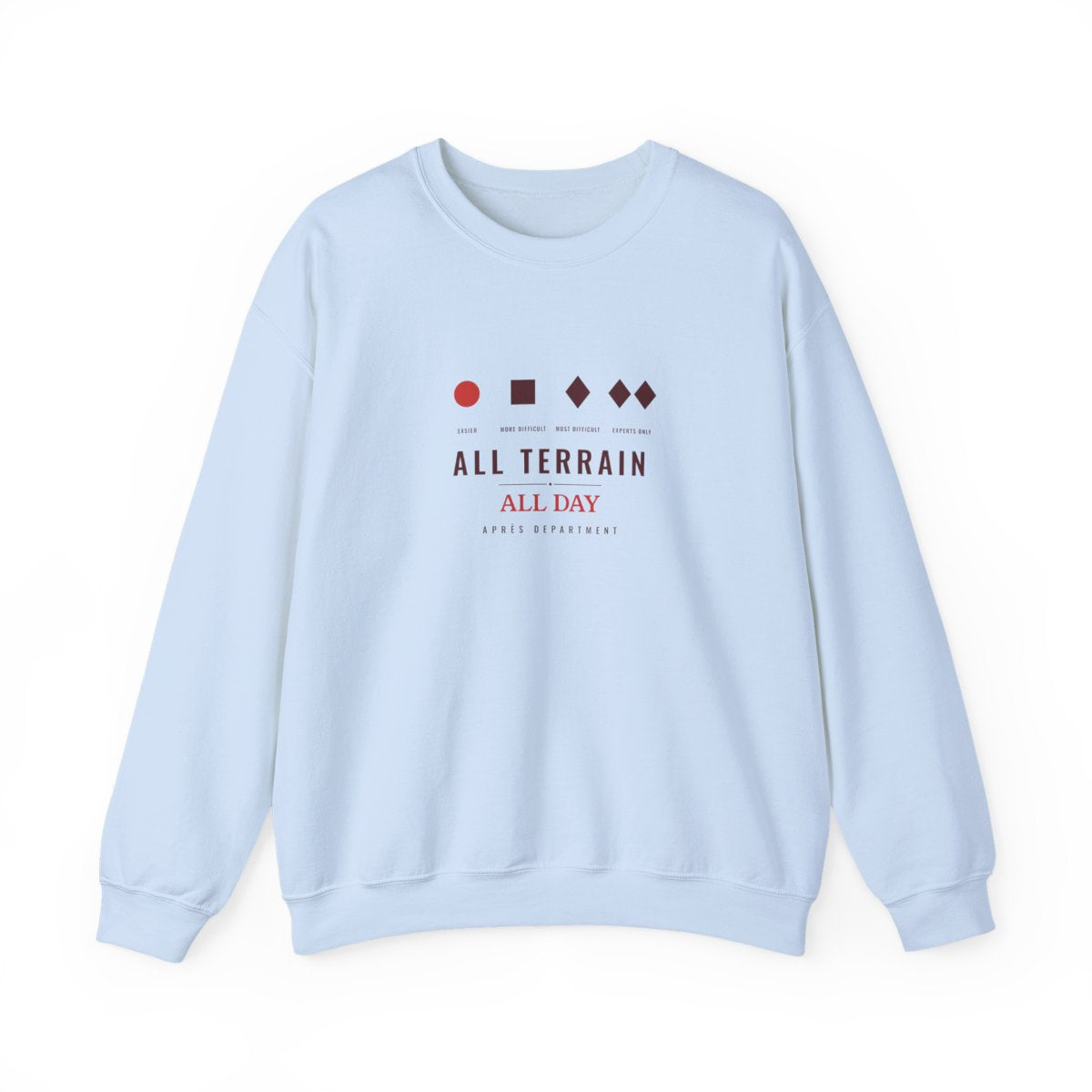 All Terrain Crewneck in Light Blue, front view