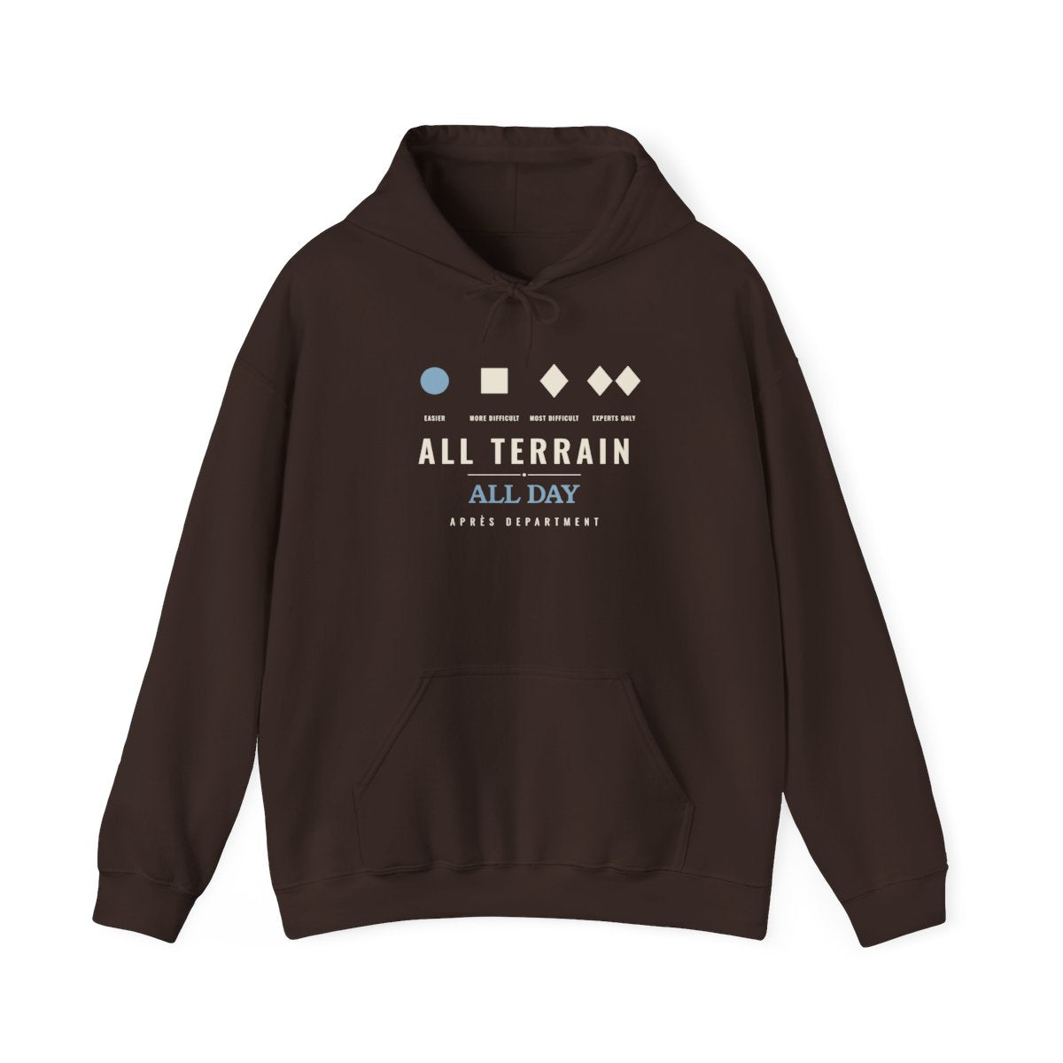 All Terrain Hoodie in Dark Chocolate, front view