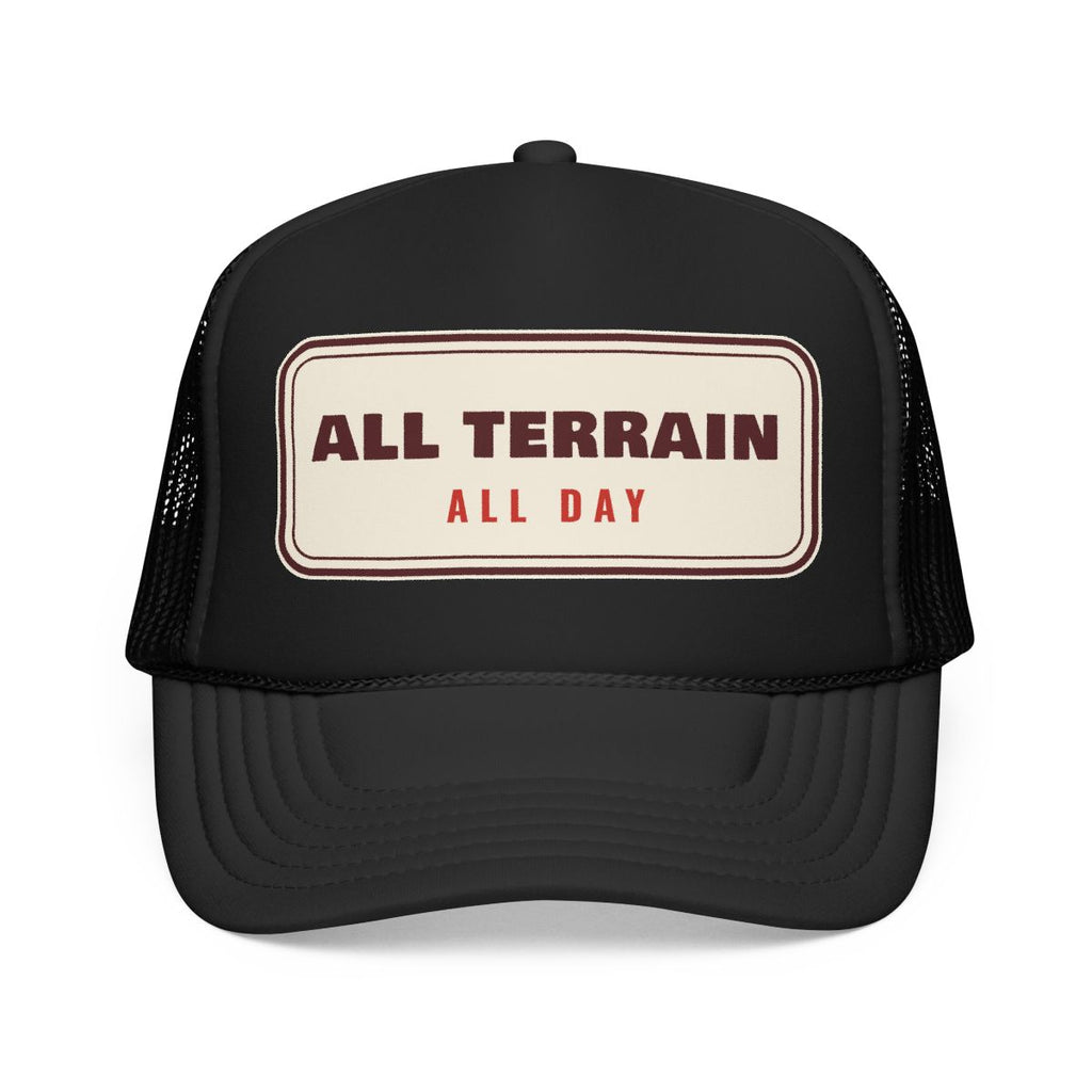 All Terrain Trucker Hat in Black, front view