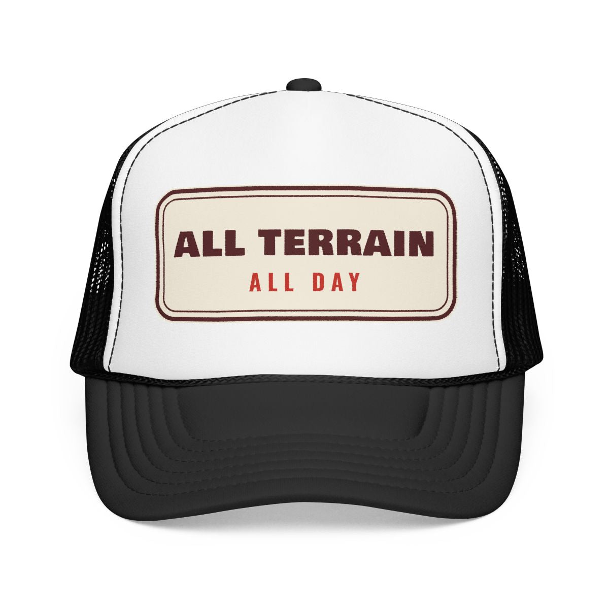 All Terrain Trucker Hat in Black/White, front view