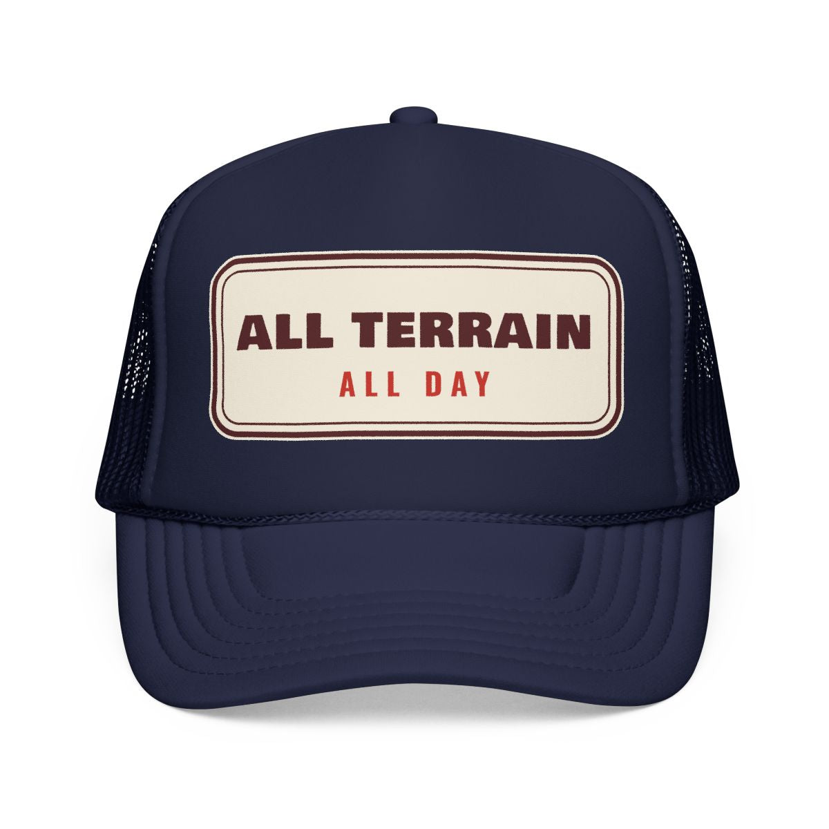 All Terrain Trucker Hat in Dark Navy, front view