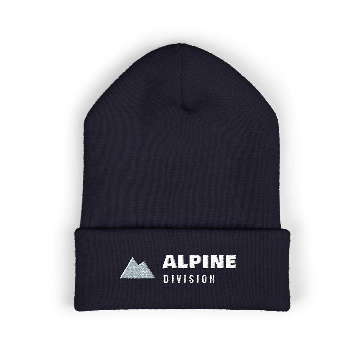Alpine Division Beanie in Navy, front view
