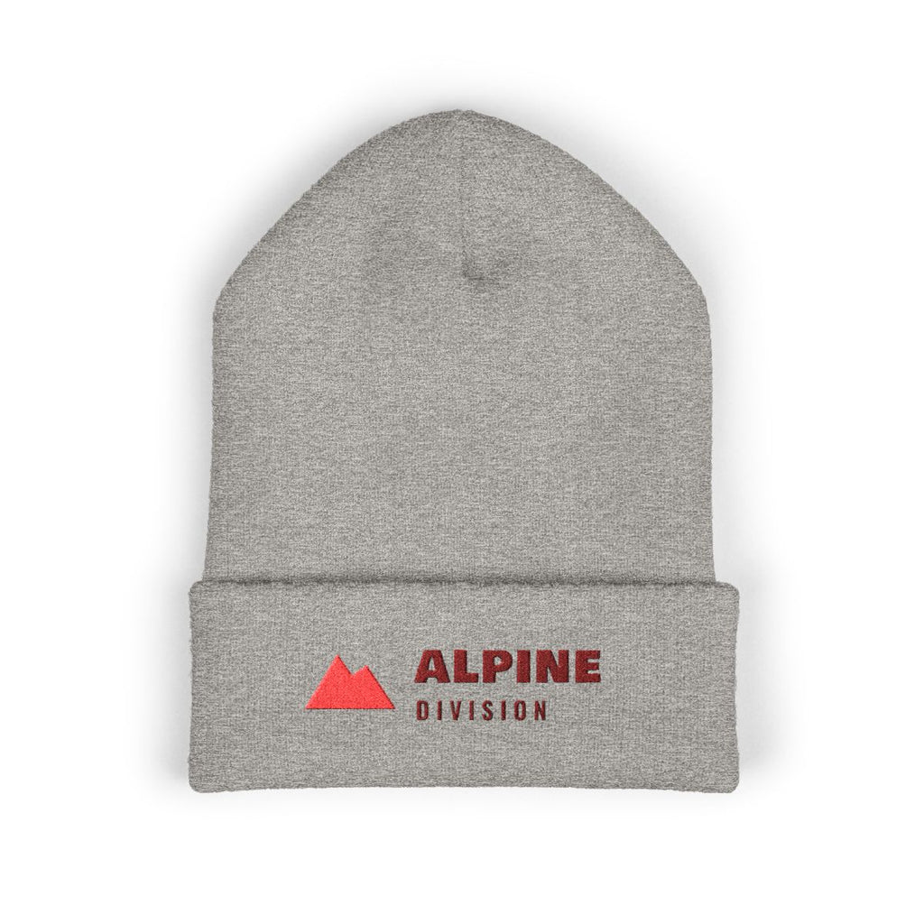 Alpine Division Beanie in Heather Grey, front view