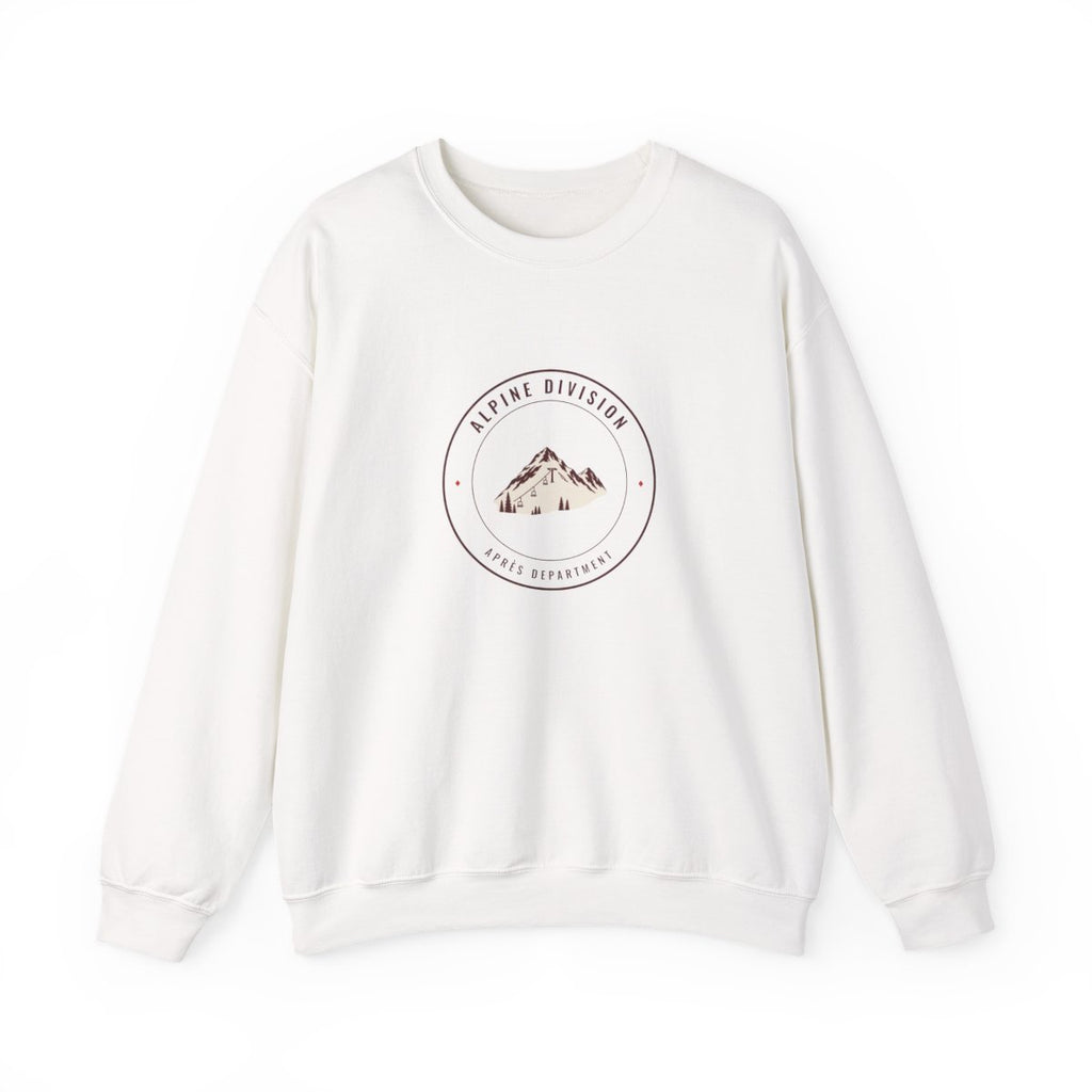 Alpine Division Crewneck in White, front view