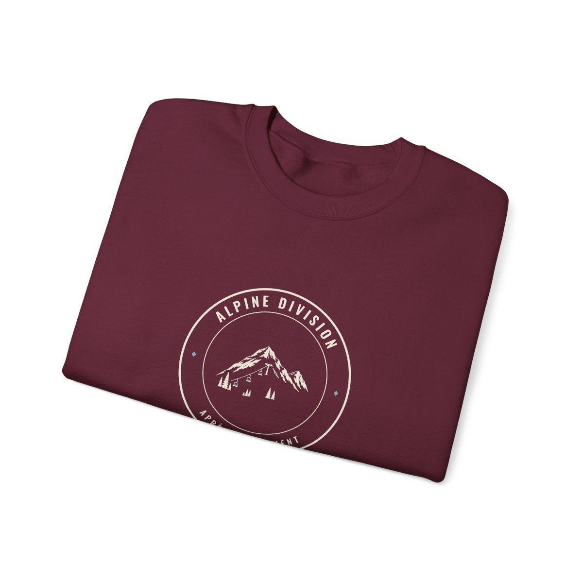 Alpine Division Crewneck in Maroon, folded
