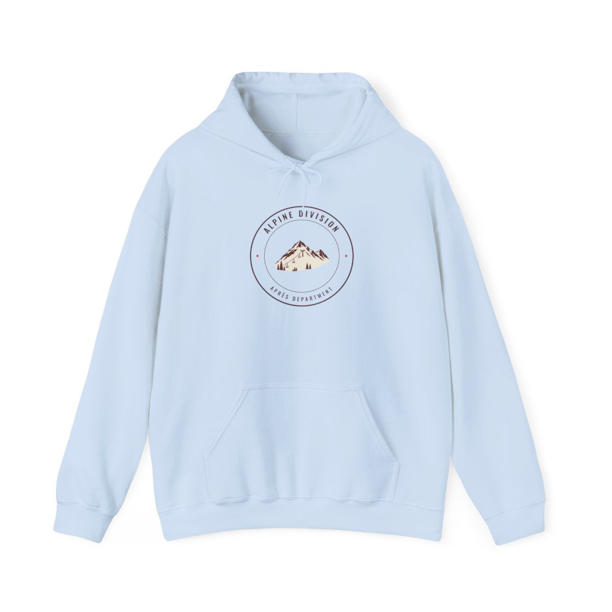 Alpine Division Hoodie in Light Blue, front view