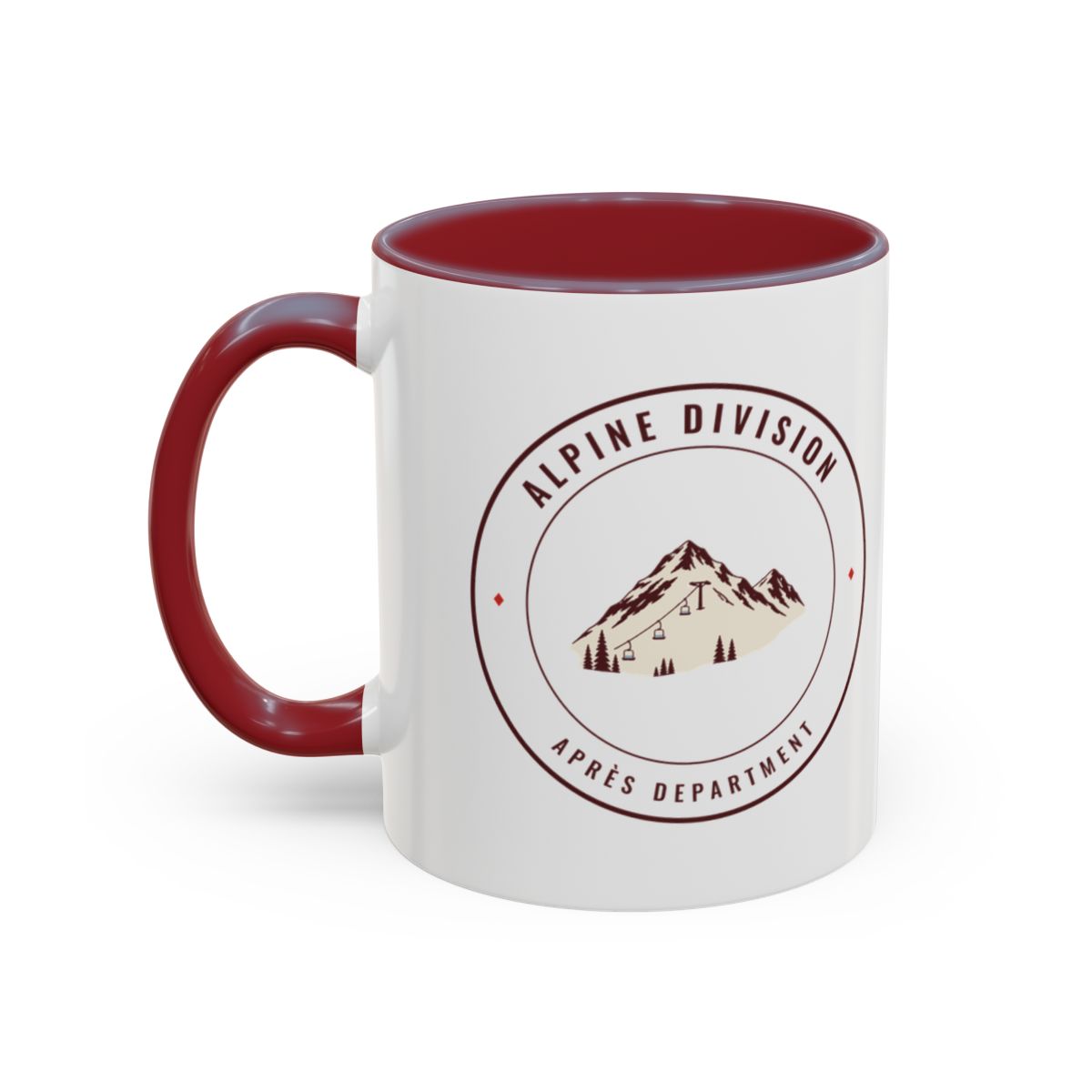 Alpine Division Mug in Maroon, left side