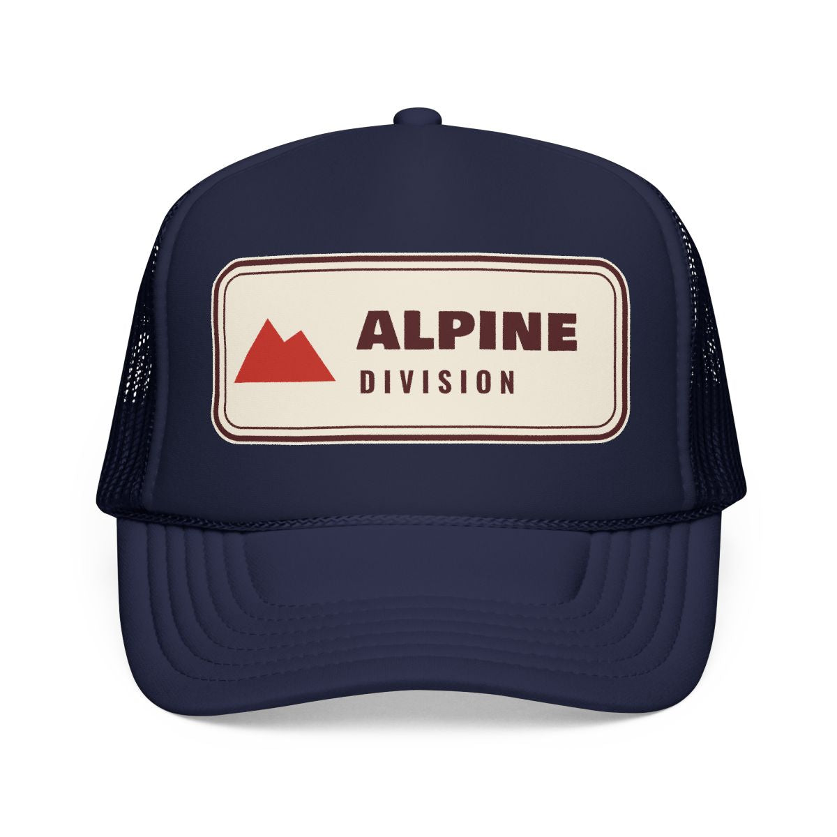 Alpine Division Trucker Hat in Dark Navy, front view