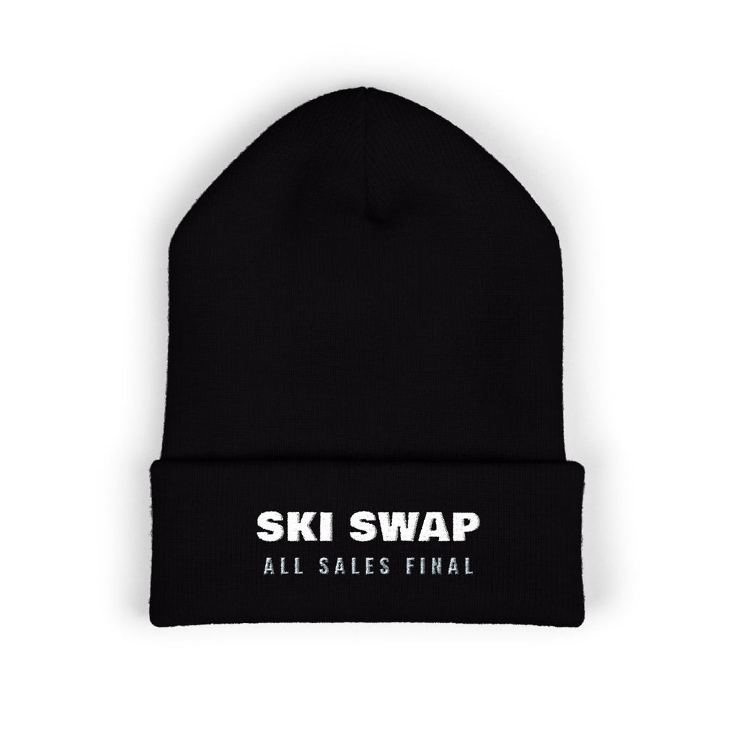 Annual Ski Swap Beanie in Black, front view
