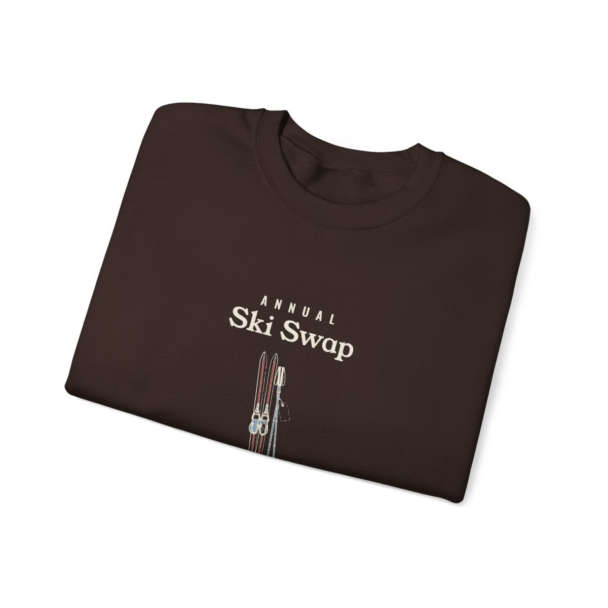 Annual Ski Swap Crewneck in Dark Chocolate, folded