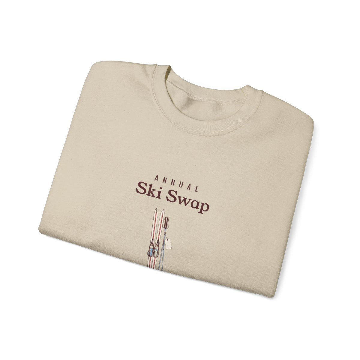 Annual Ski Swap Crewneck in Sand, folded