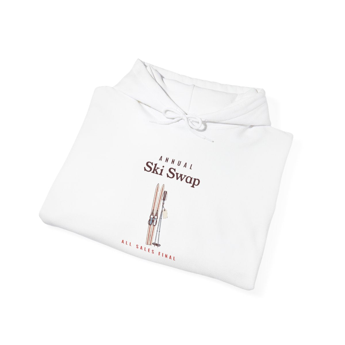Annual Ski Swap Hoodie in White, folded