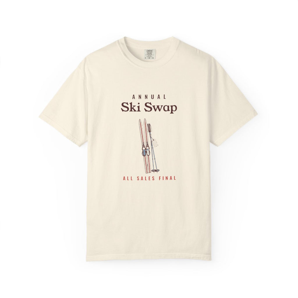 Annual Ski Swap Tee in Ivory, front view