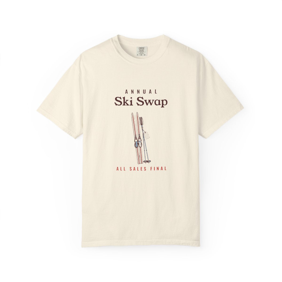 Annual Ski Swap Tee in Ivory, front view