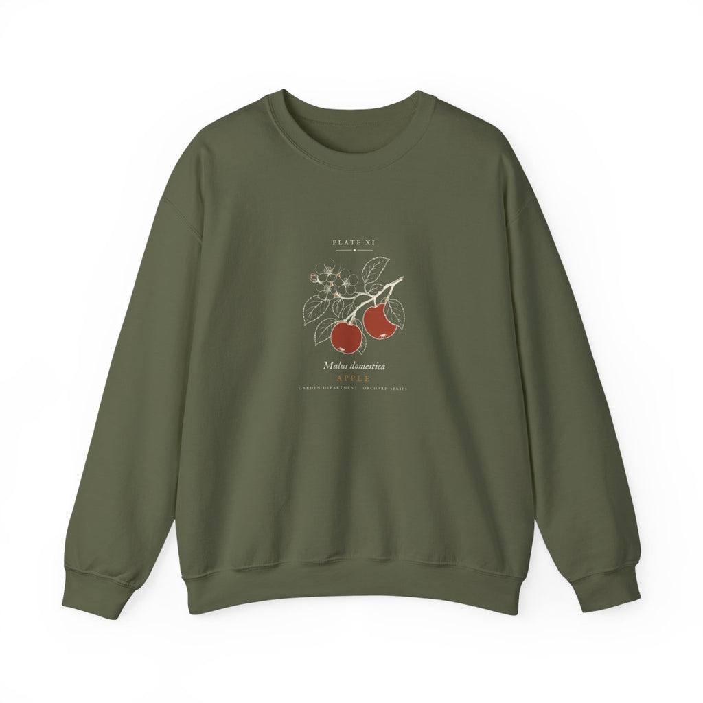 Apple Plate Crewneck in Military Green, front view