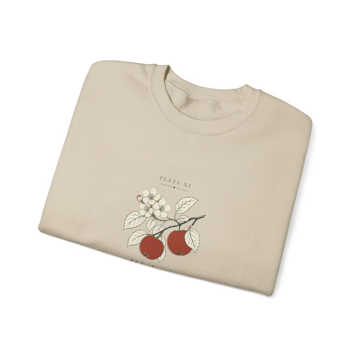 Apple Plate Crewneck in Sand, folded