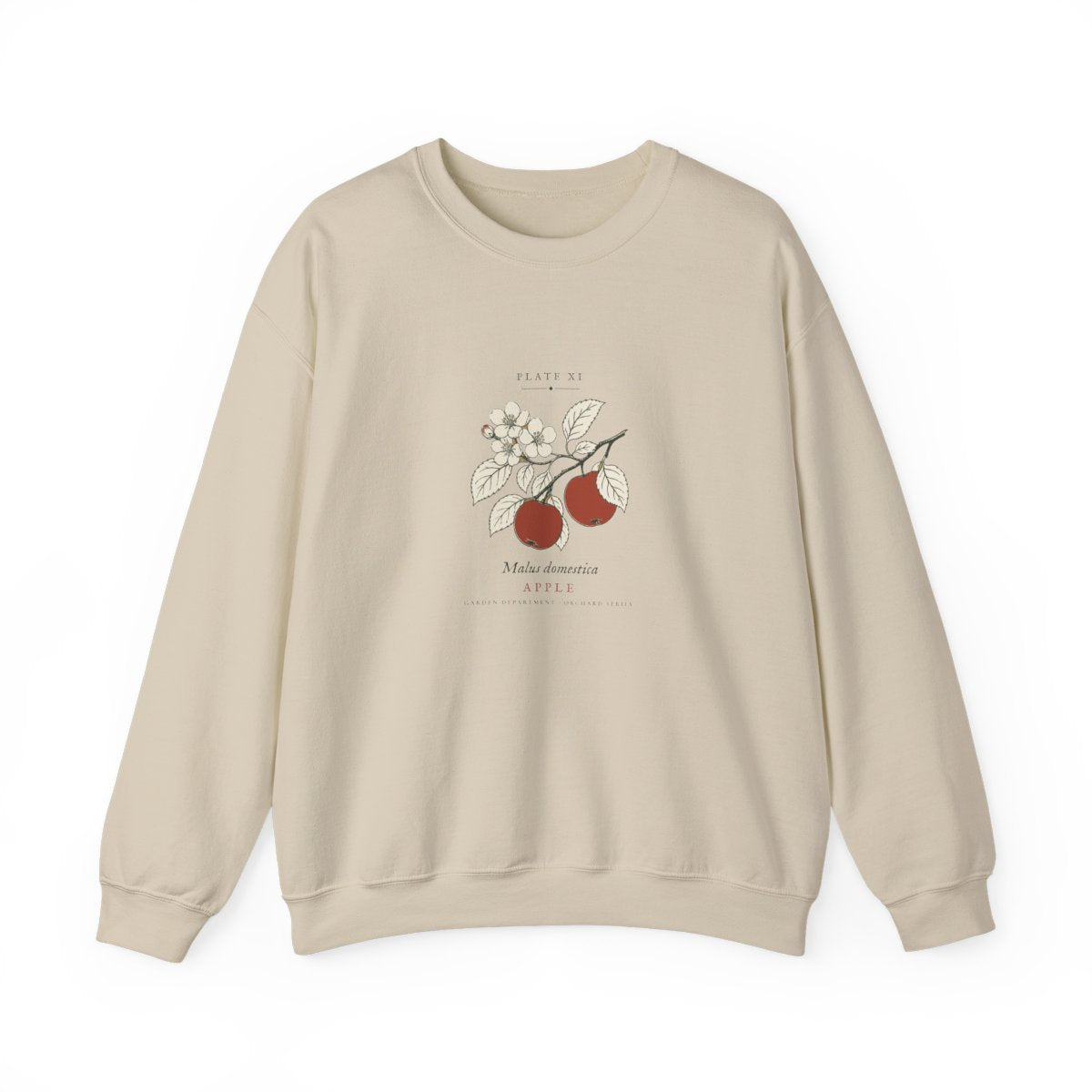 Apple Plate Crewneck in Sand, front view