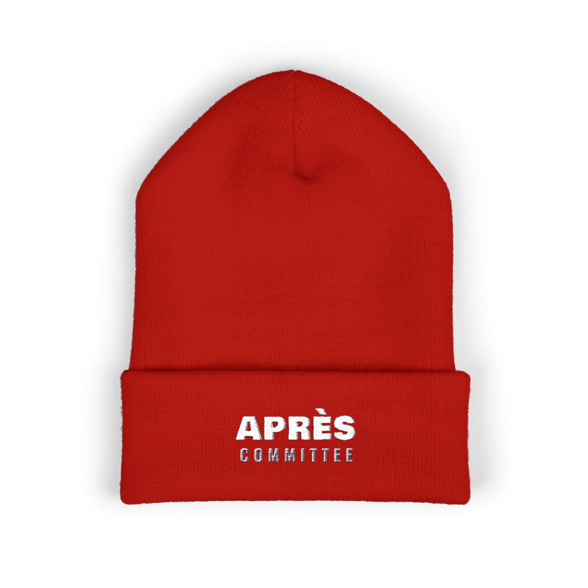 Après Committee Beanie in Red, front view