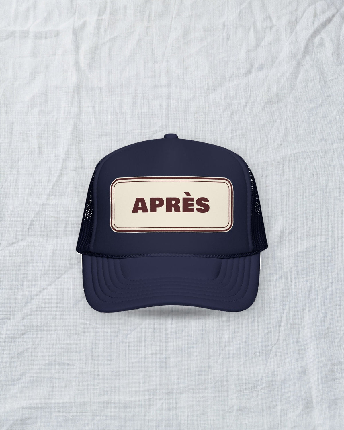 Après Trucker Hat in Dark Navy, styled