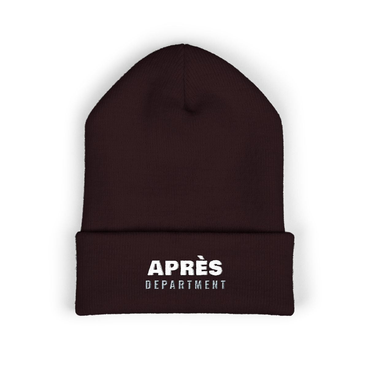 Après Department Beanie in Brown, front view