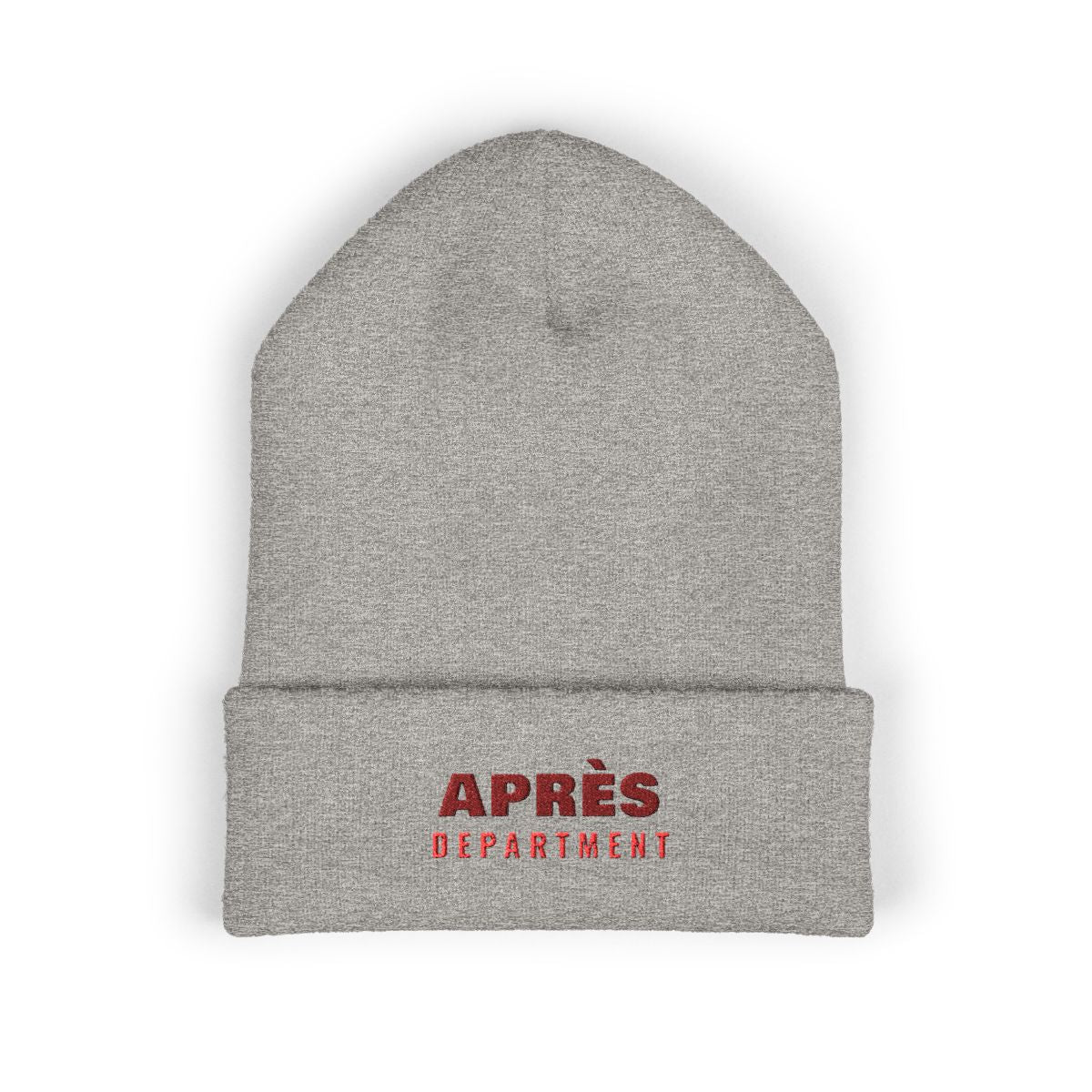 Après Department Beanie in Heather Grey, front view