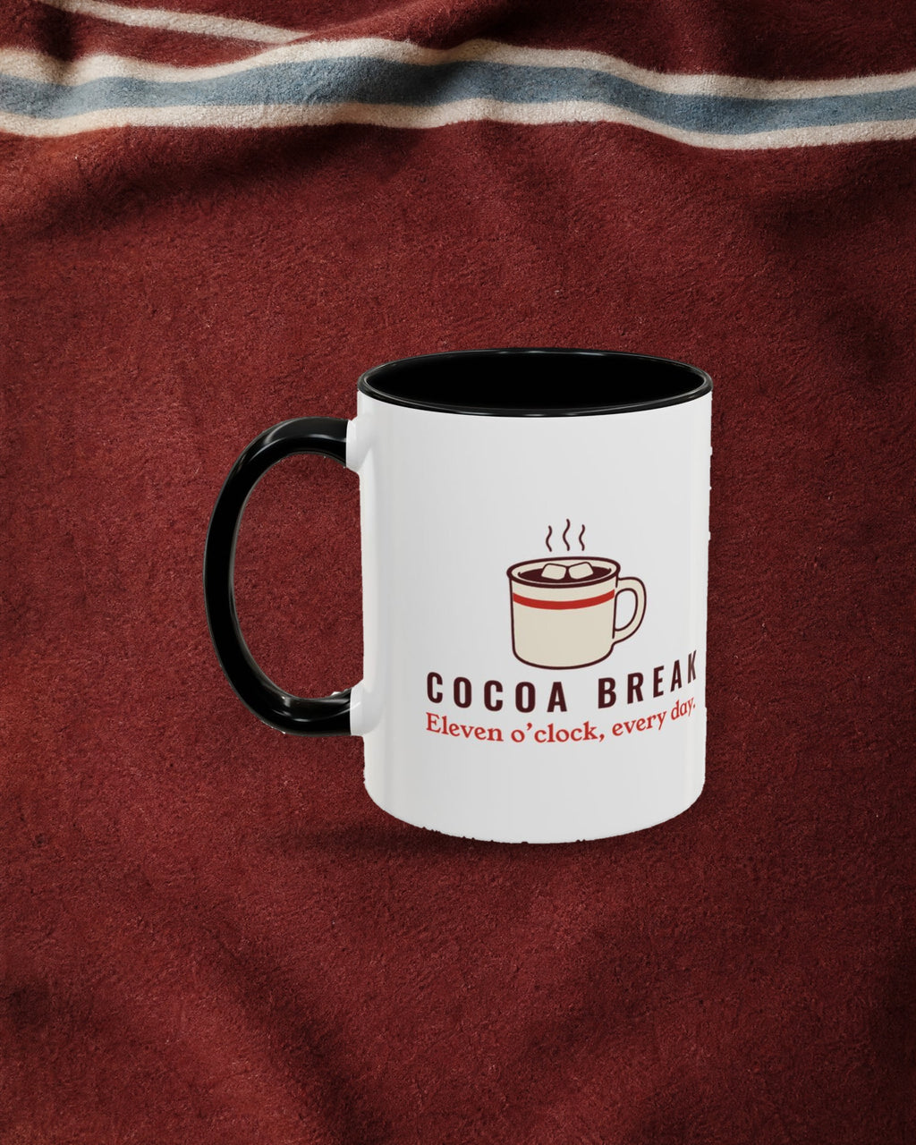 Cocoa Break Mug in Black, styled