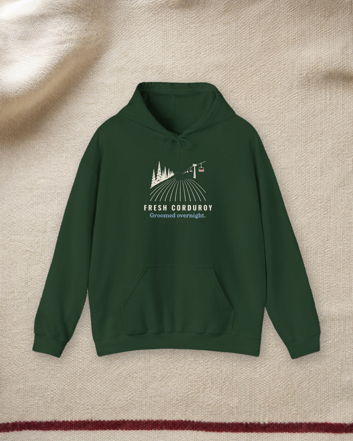 Fresh Corduroy Hoodie in Forest Green, styled