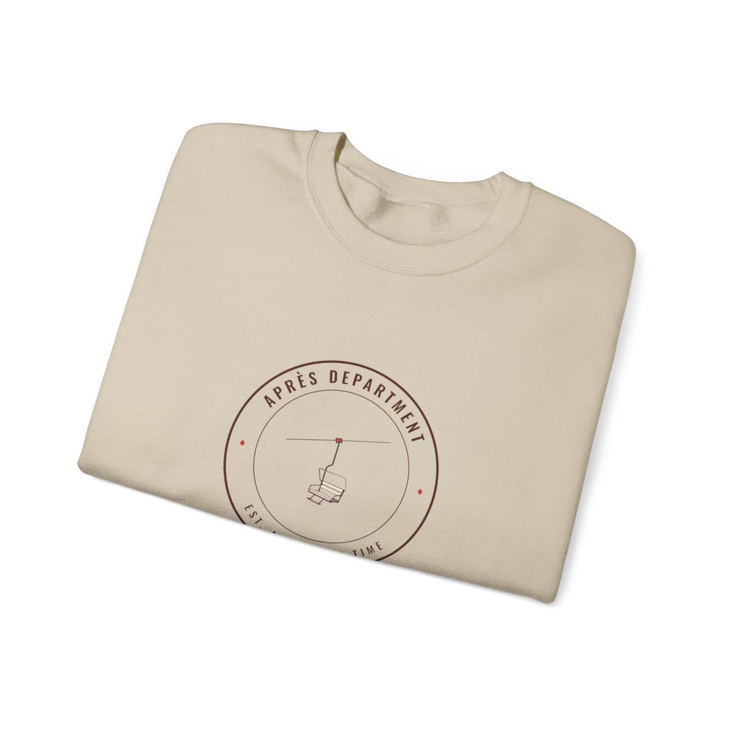 Après Department Crest Crewneck in Sand, folded