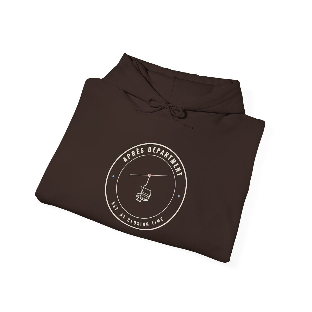 Après Department Crest Hoodie in Dark Chocolate, folded